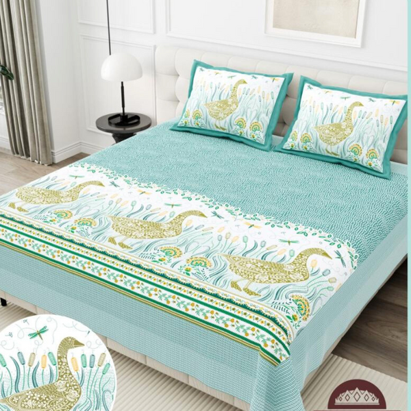 Gulmohar Printed Premium Pure Cotton King size Bed Sheets