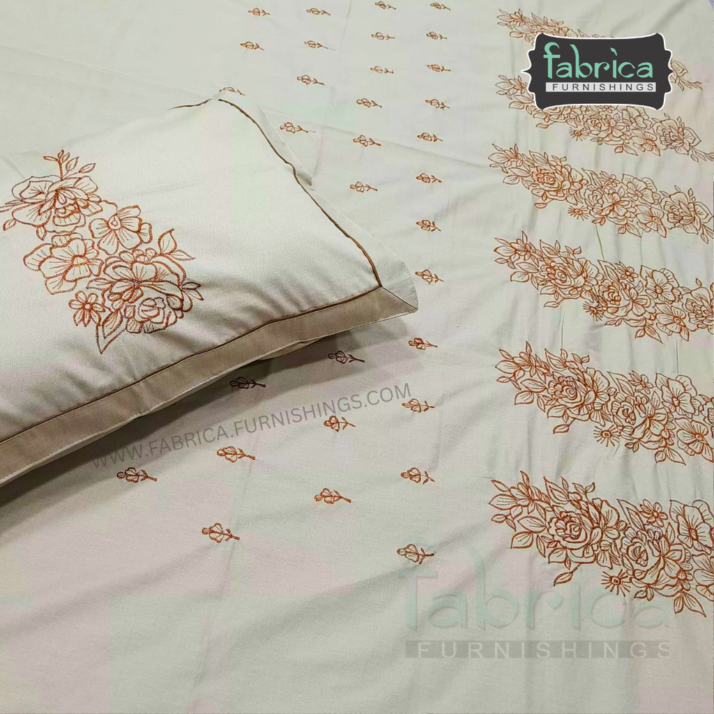 Shahi karigari Pure Cotton Designer Kingsize Embroidered Bedsheet