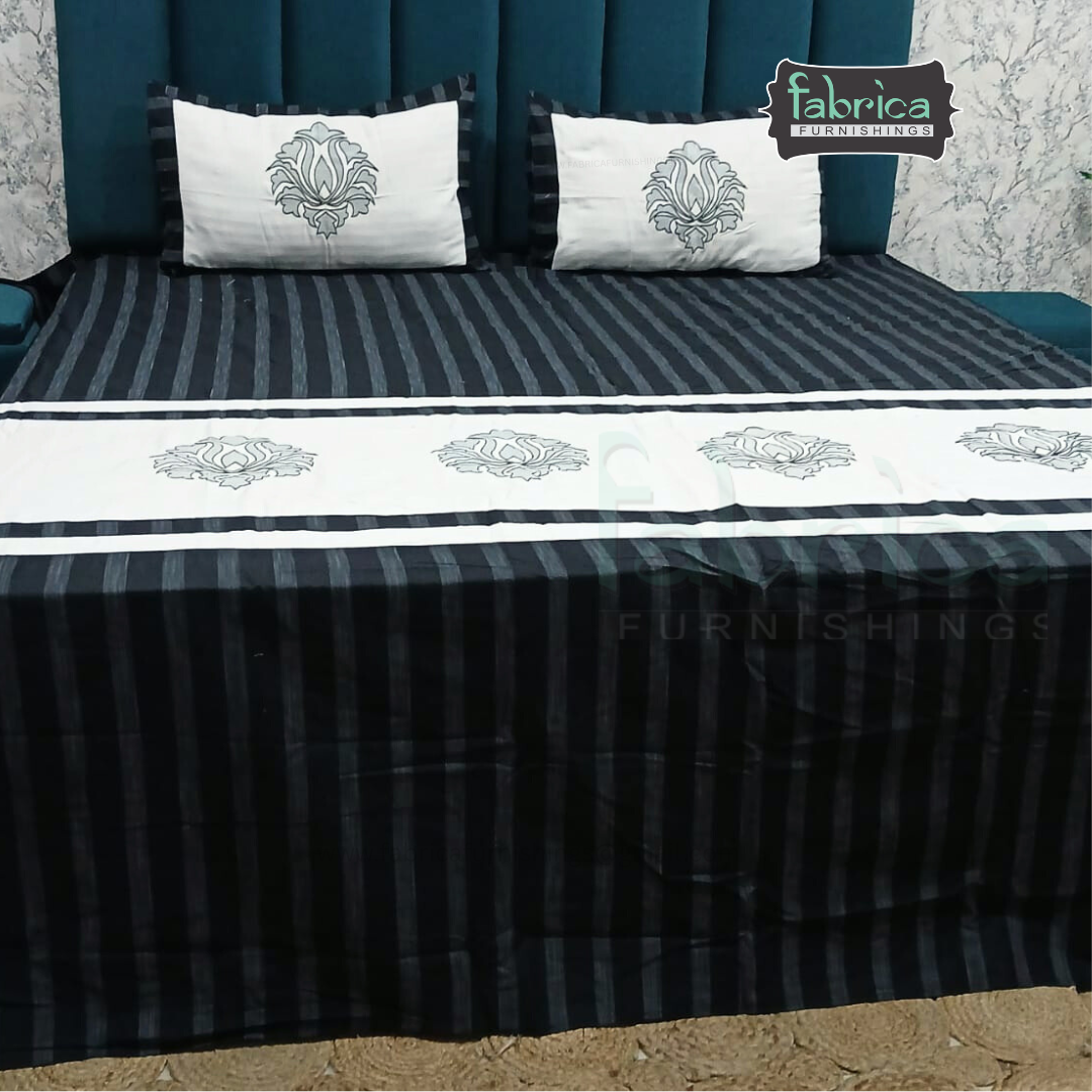 Fabby Home Decor Designer Kingsize Embroidered Bedsheet