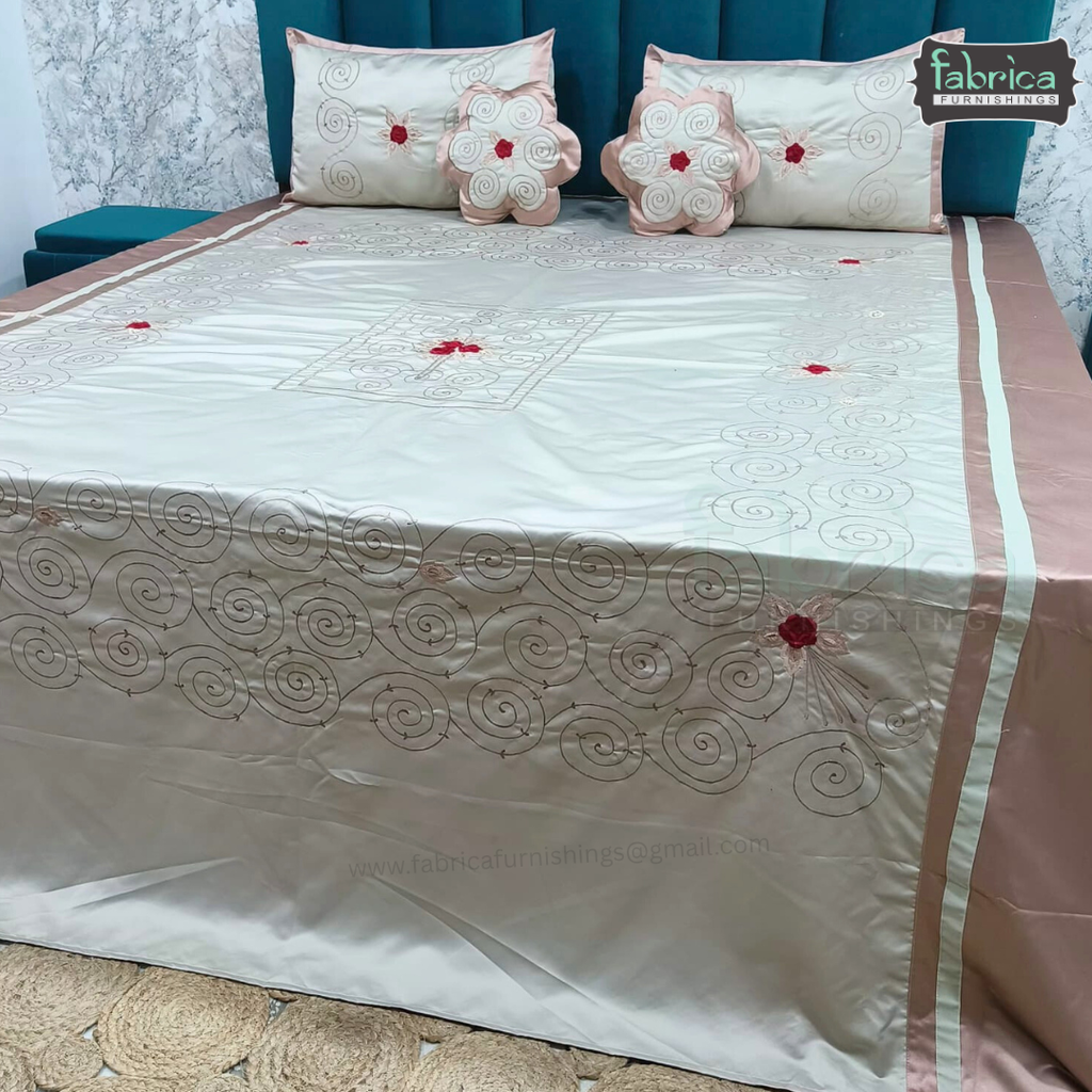Jacquard Silk King Size Designer Embroidered 5 Pcs Set