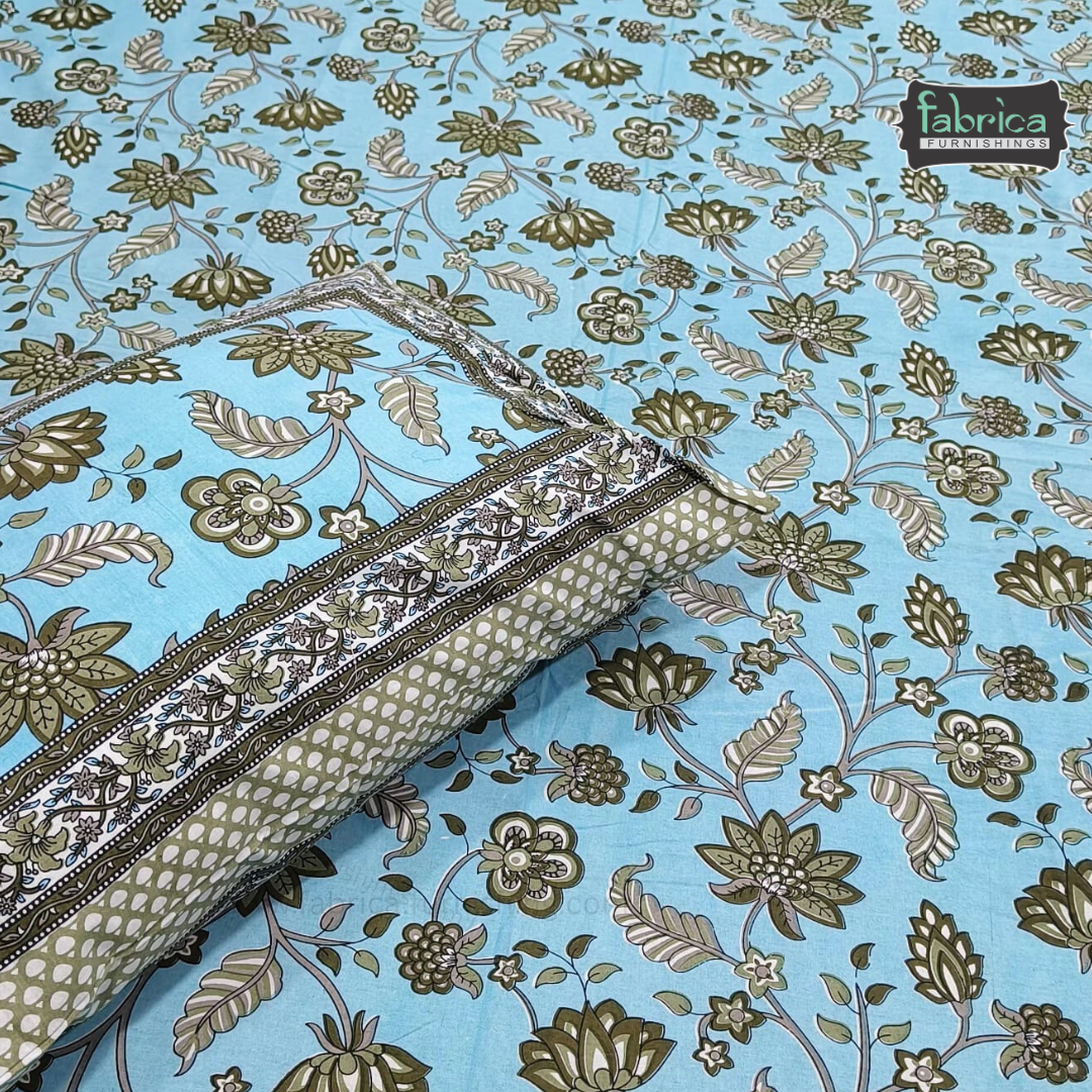 Gulabi nagari printed pure cotton king size bedsheet