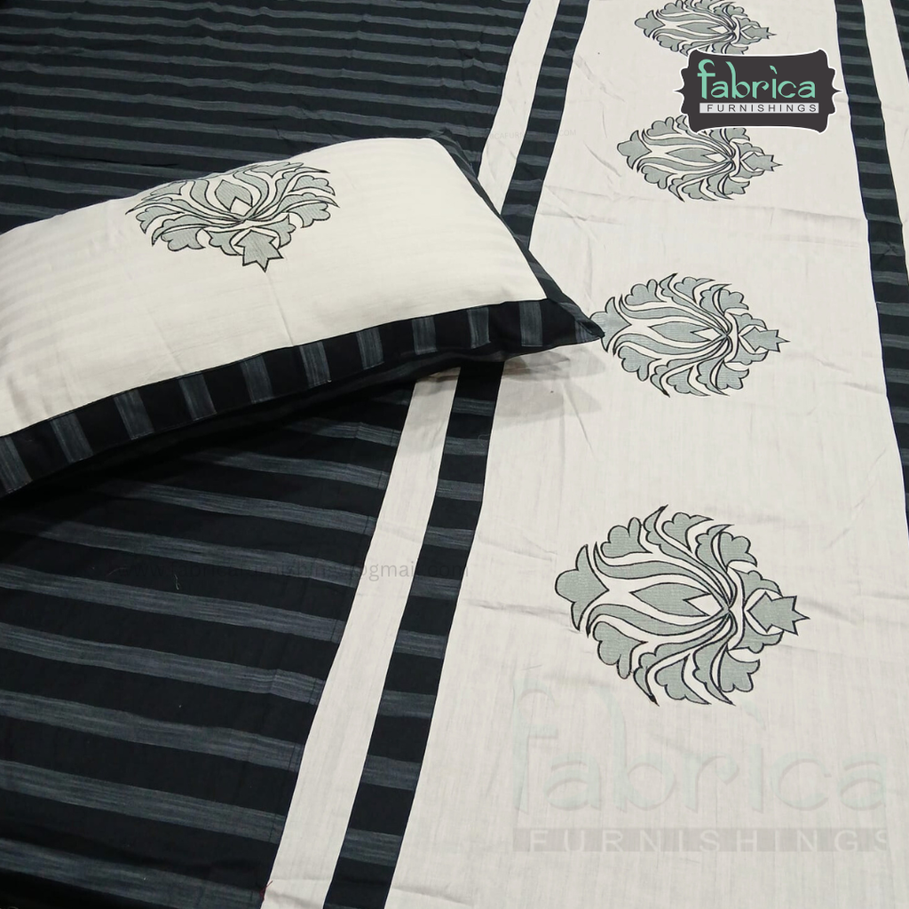 Fabby Home Decor Designer Kingsize Embroidered Bedsheet