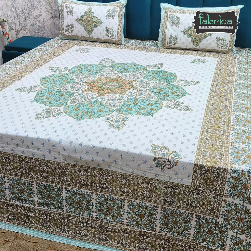 Gulnaar Printed Pure Cotton king size Bedsheet Set