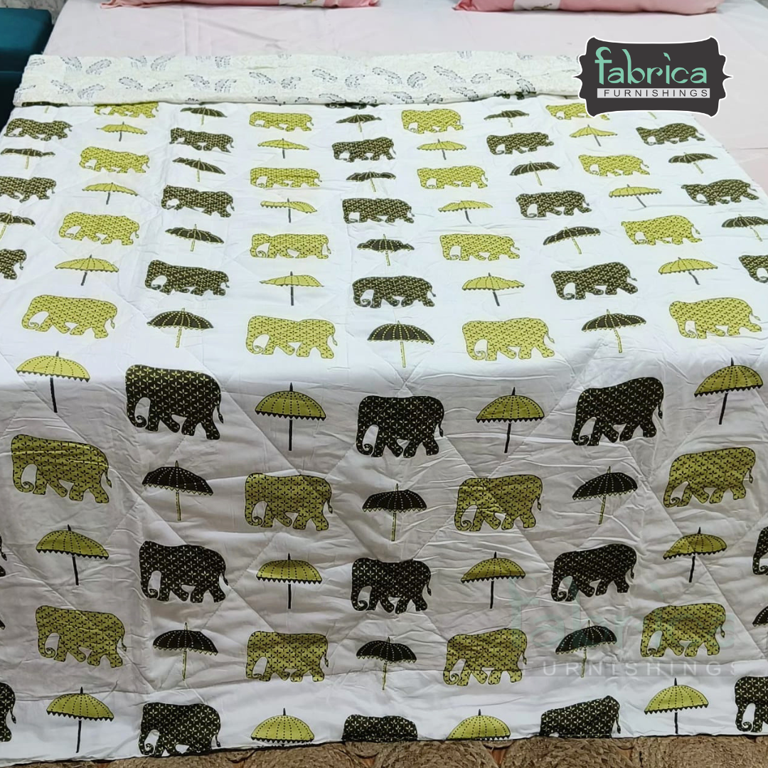 Mughal Nazakat Handblock Printed Single Bed Pure Cotton Ac Quilt