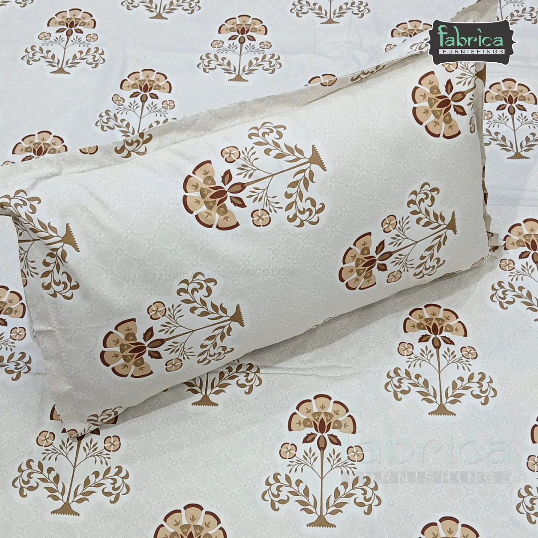 Petal Paradise Queen Size Pure Cotton Printed Bedsheet