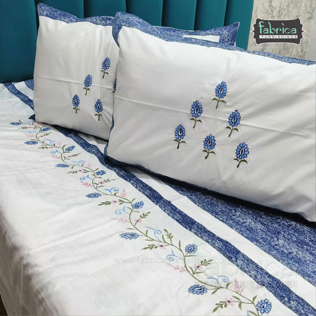Fabby Home Designer Embroidered King Size Bedsheet Set