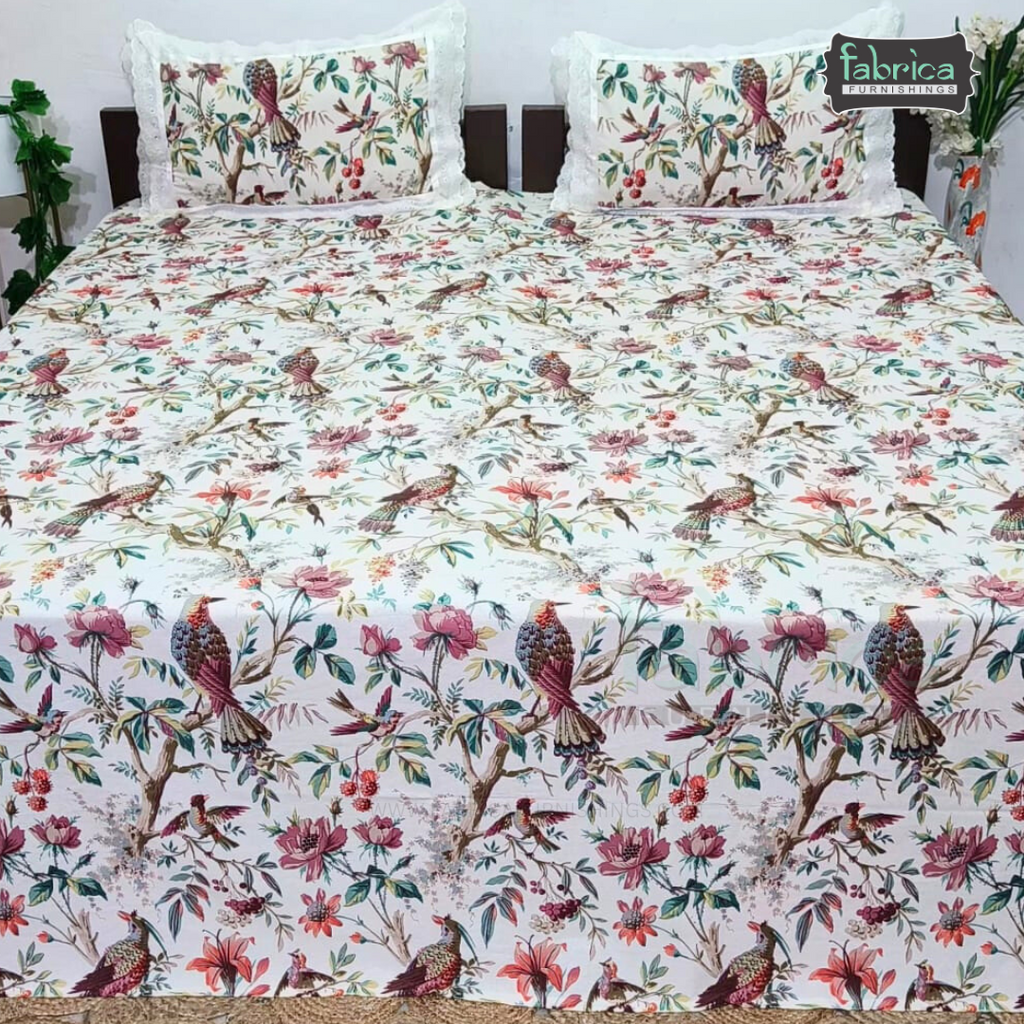 Traditional Anokhi Prints Pure Cotton King Size Lacework  Bedsheet