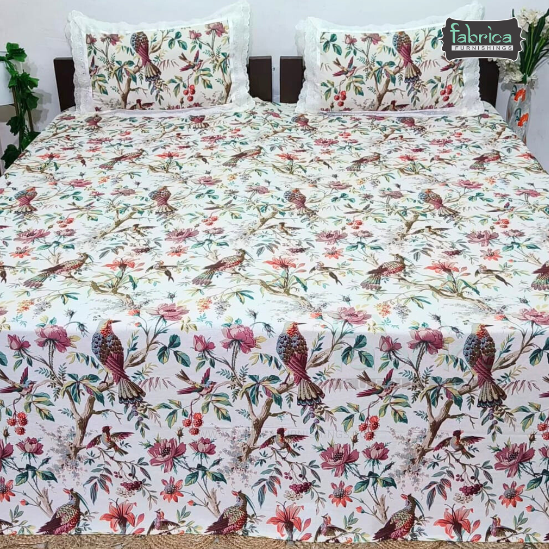 Traditional Anokhi Prints Pure Cotton King Size Lacework  Bedsheet