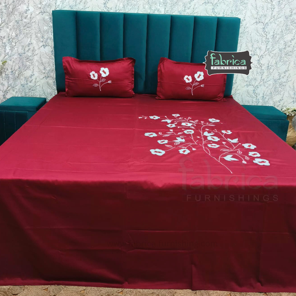 Fabby Home Designer Embroidered King Size Bedsheet Set