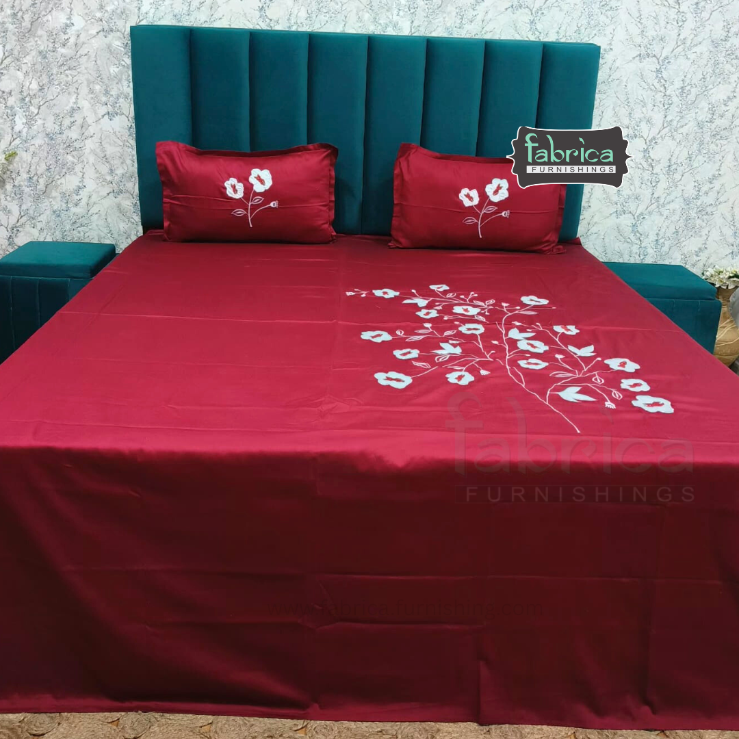 Fabby Home Designer Embroidered King Size Bedsheet Set