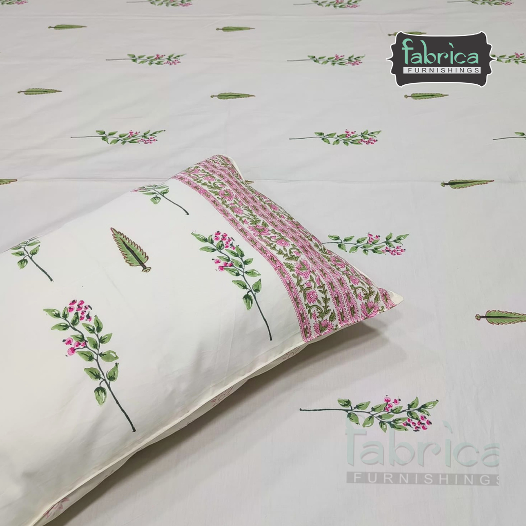 Percale Cotton Hand block Printed Super King-size Bedsheet