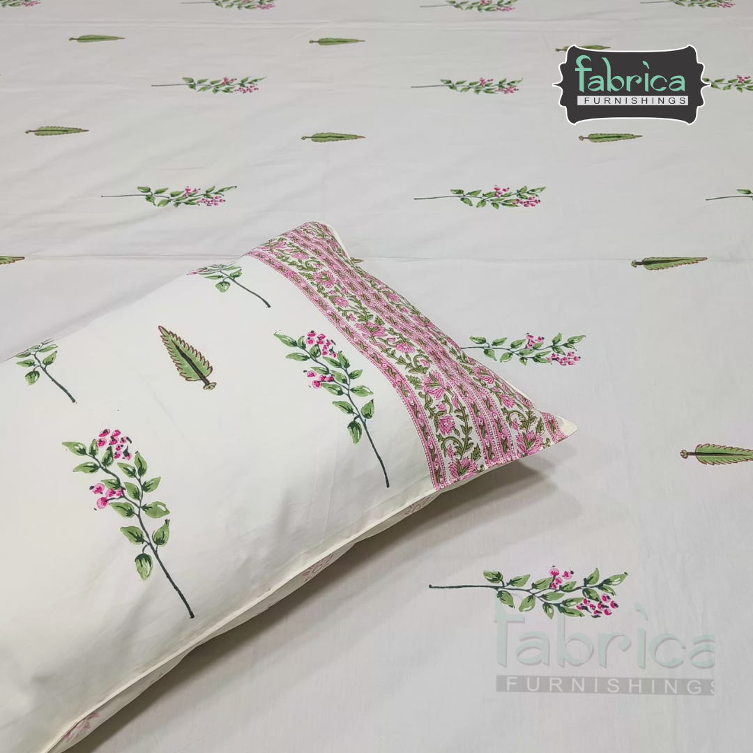 Percale Cotton Hand block Printed Super King-size Bedsheet