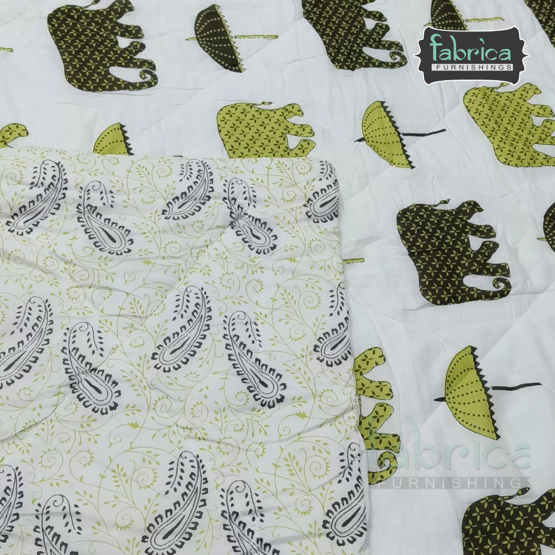 Mughal Nazakat Handblock Printed Single Bed Pure Cotton Ac Quilt