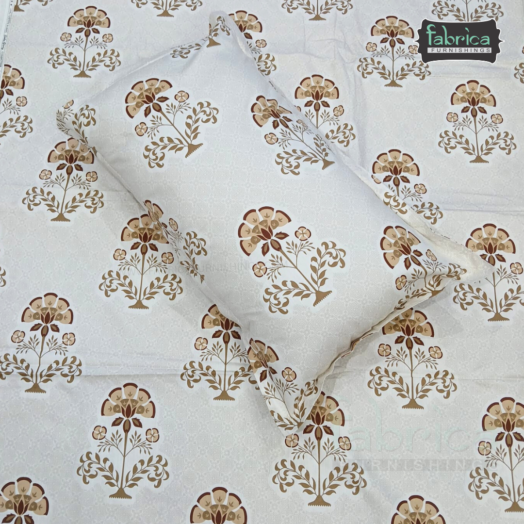 Petal Paradise Queen Size Pure Cotton Printed Bedsheet