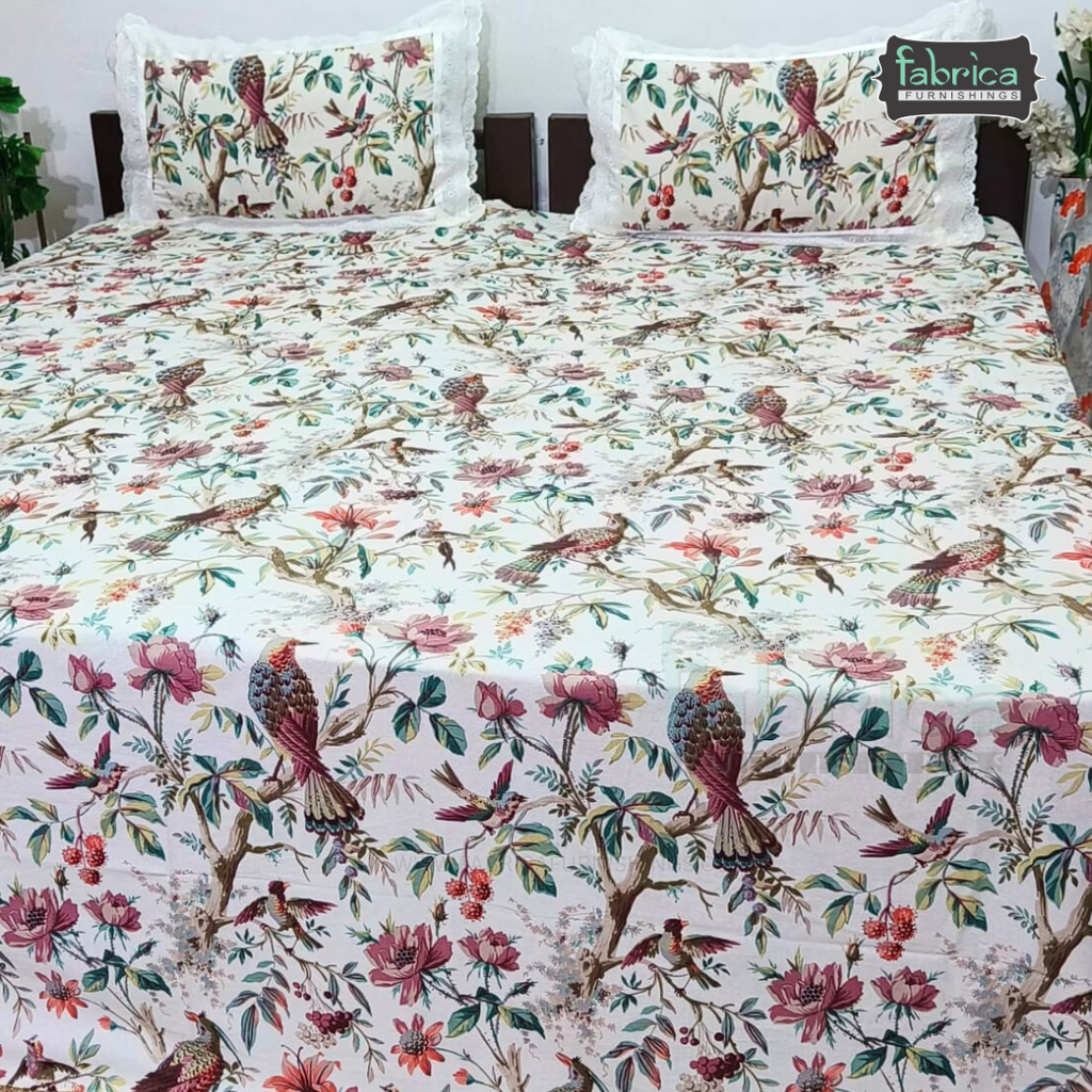 Traditional Anokhi Prints Pure Cotton King Size Lacework  Bedsheet