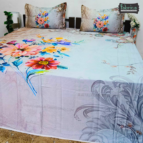 Fab Decor Pure Cotton Digital Print Super Kingsize Bedsheet (400TC)