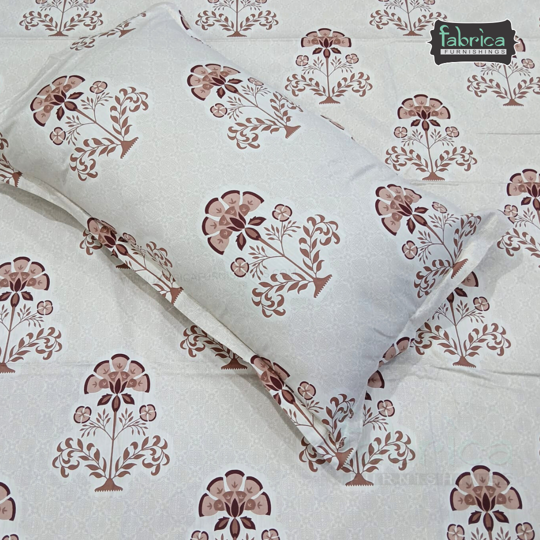 Petal Paradise Queen Size Pure Cotton Printed Bedsheet