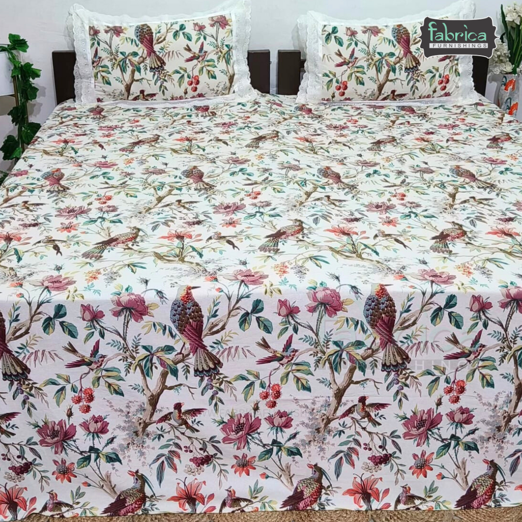 Traditional Anokhi Prints Pure Cotton King Size Lacework  Bedsheet