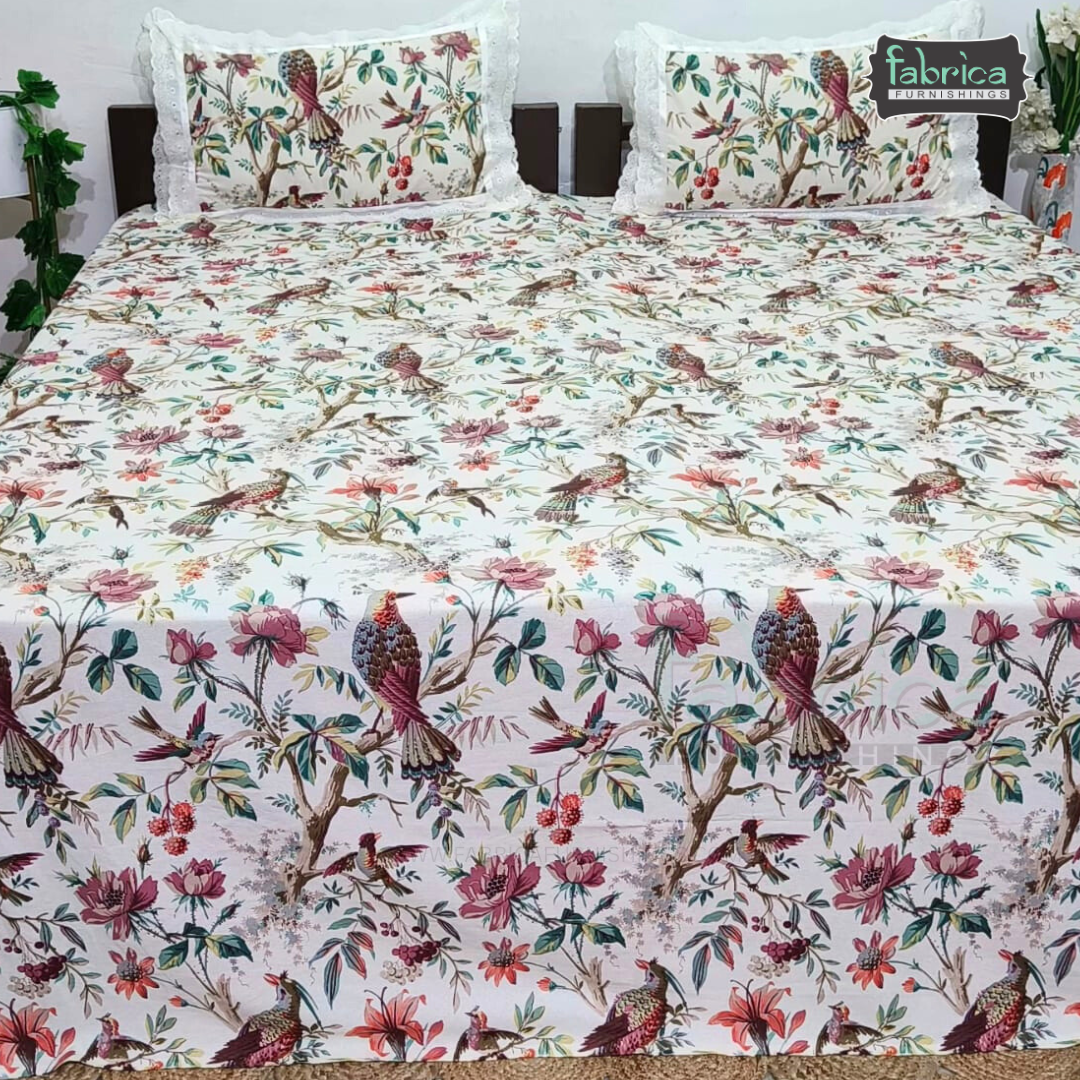 Traditional Anokhi Prints Pure Cotton King Size Lacework  Bedsheet