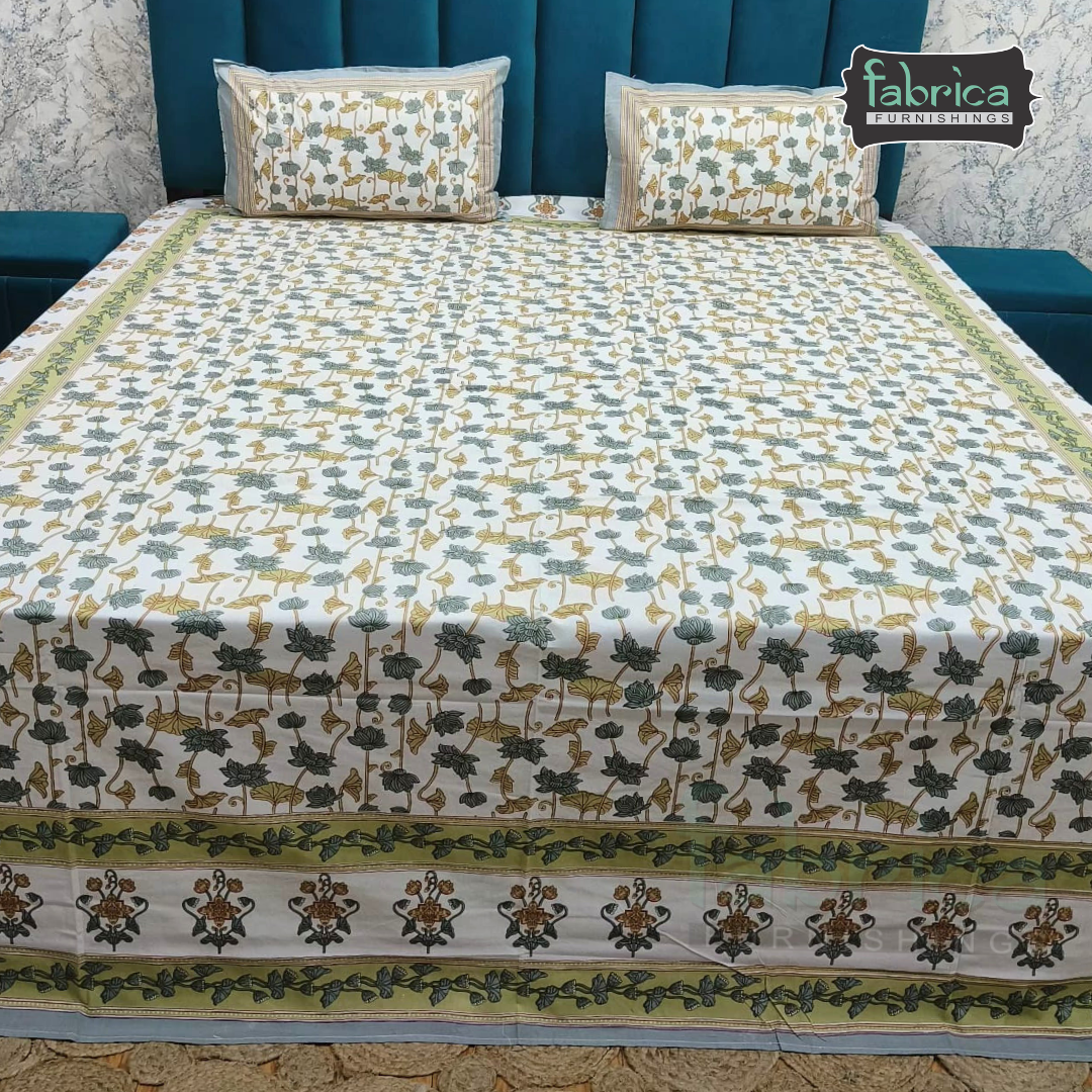 Gulnaar Printed Pure Cotton king size Bedsheet Set
