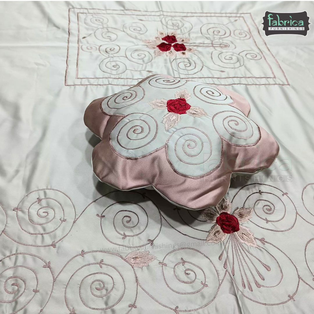 Jacquard Silk King Size Designer Embroidered 5 Pcs Set