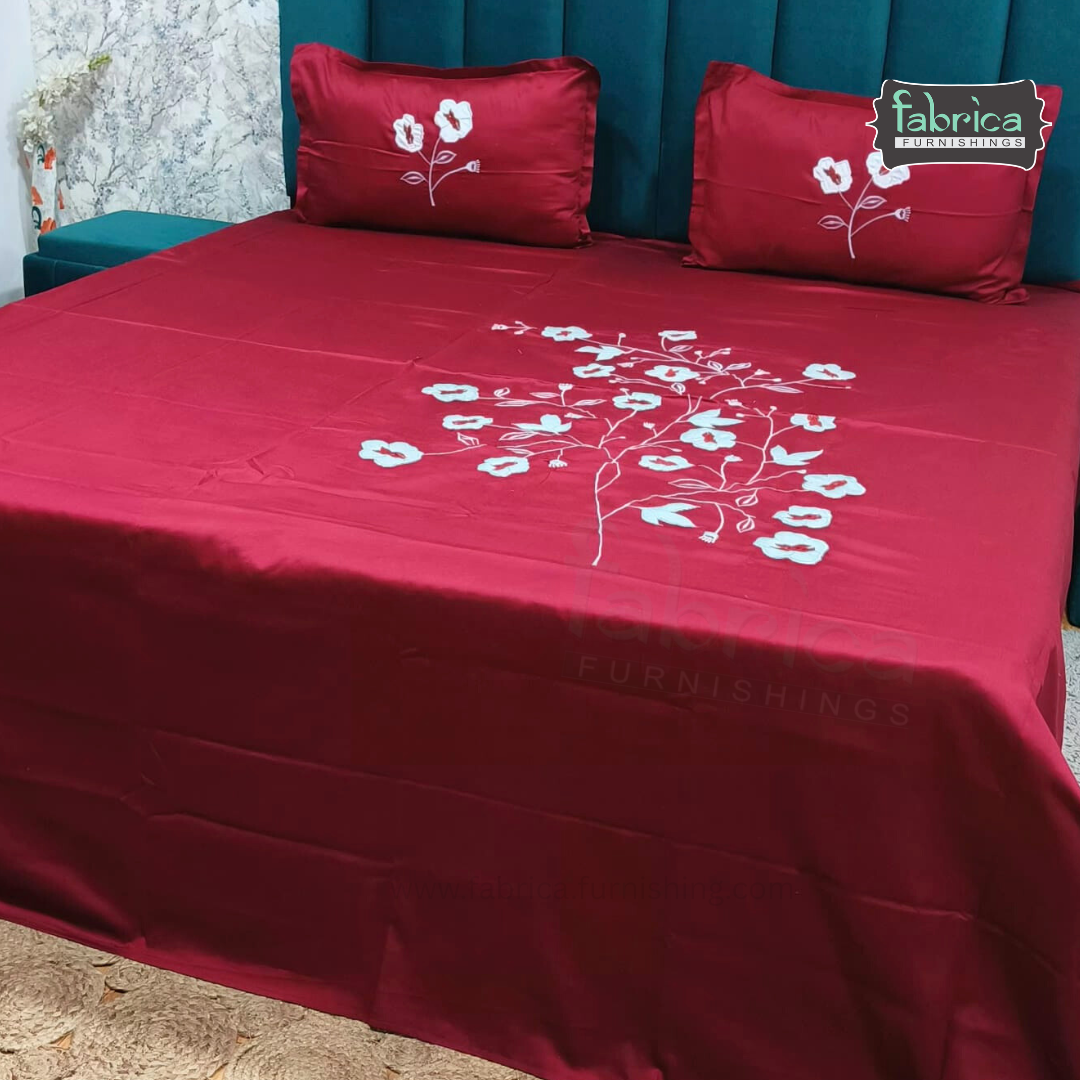 Fabby Home Designer Embroidered King Size Bedsheet Set