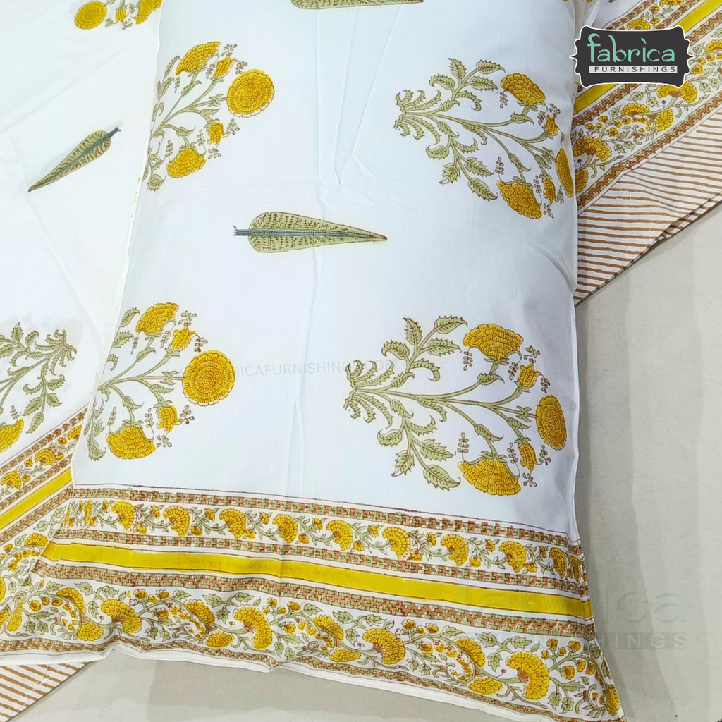 Percale Cotton Hand block Printed Super King-size Bedsheet