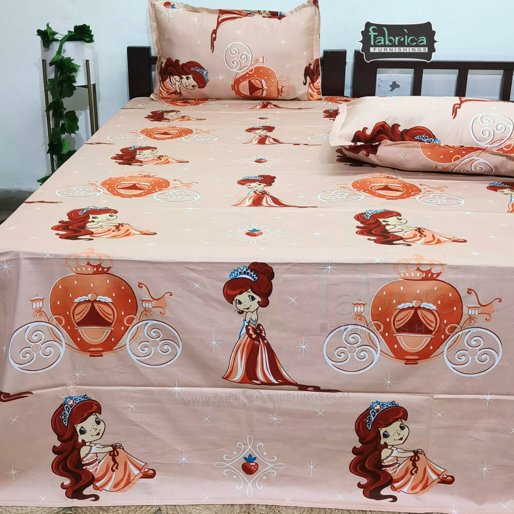 Fabby Home cartoon Print Cotton Double Bedsheet