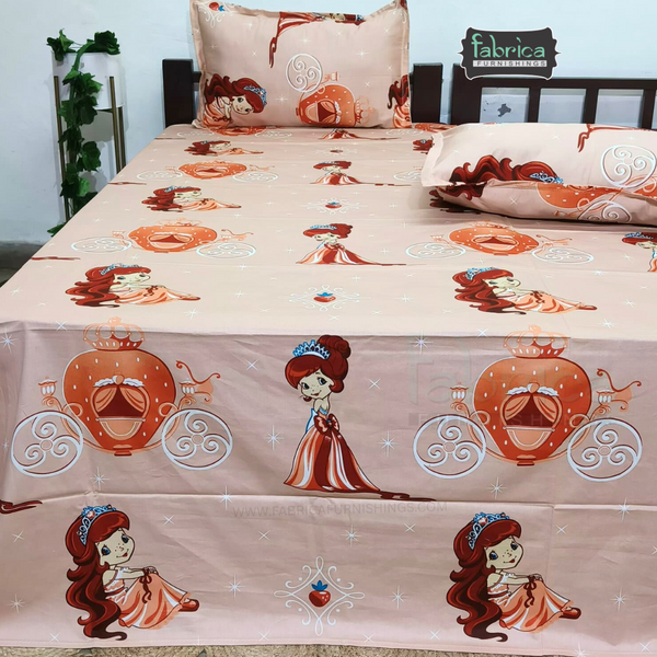 Fabby Home cartoon Print Cotton Double Bedsheet