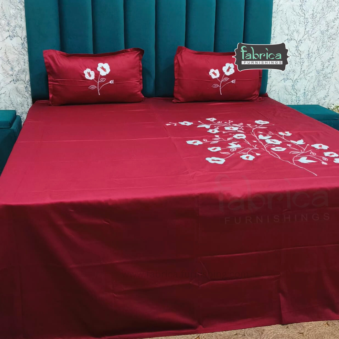 Fabby Home Designer Embroidered King Size Bedsheet Set