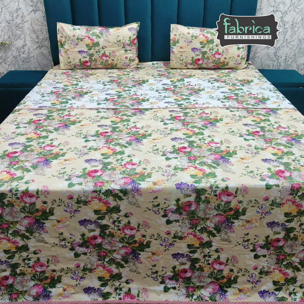 Discharge Printed Pure cotton King Size 4 pcs Bedding Set