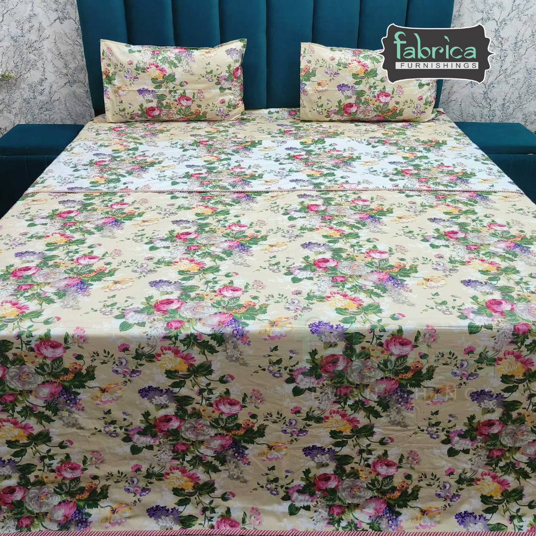 Discharge Printed Pure cotton King Size 4 pcs Bedding Set