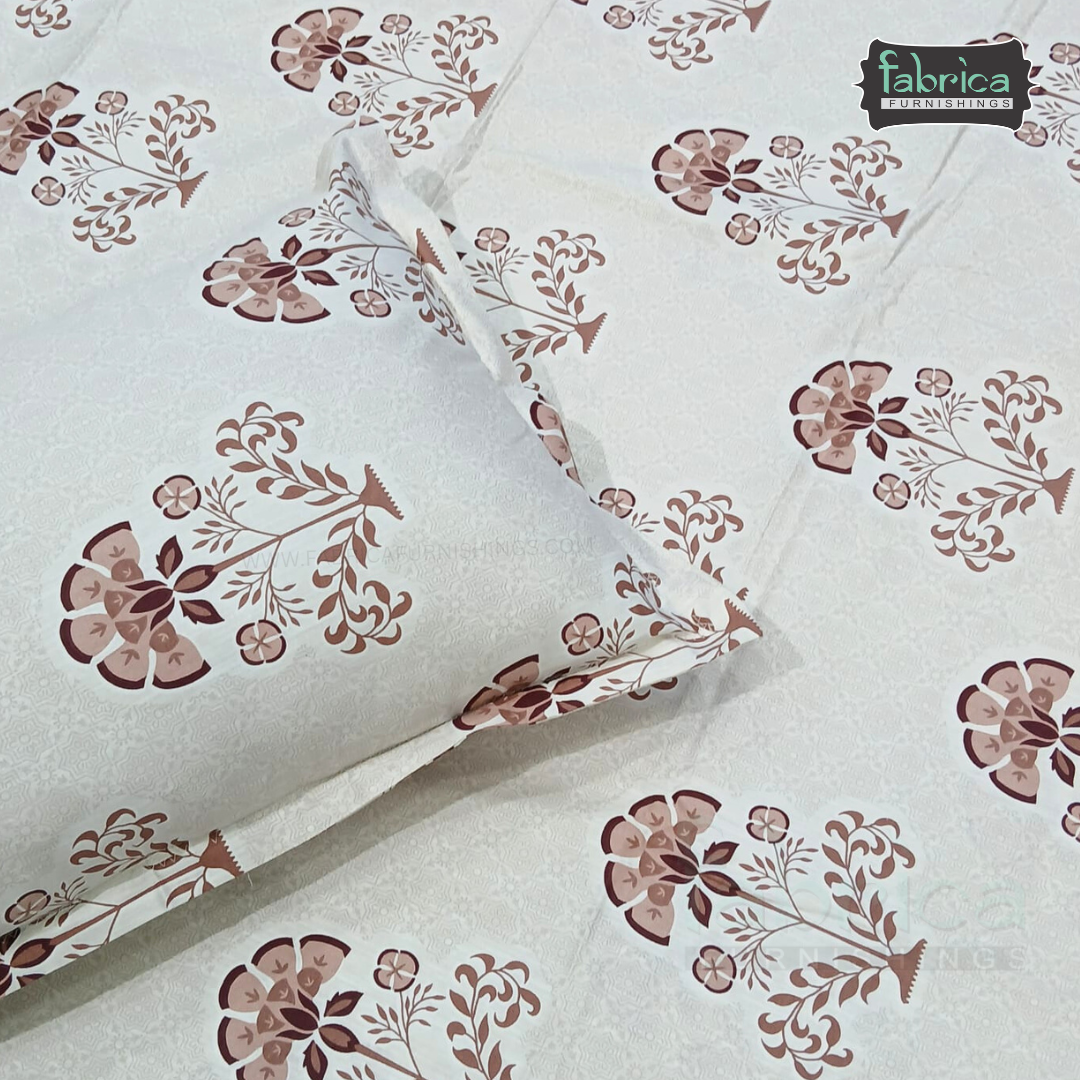 Petal Paradise Queen Size Pure Cotton Printed Bedsheet