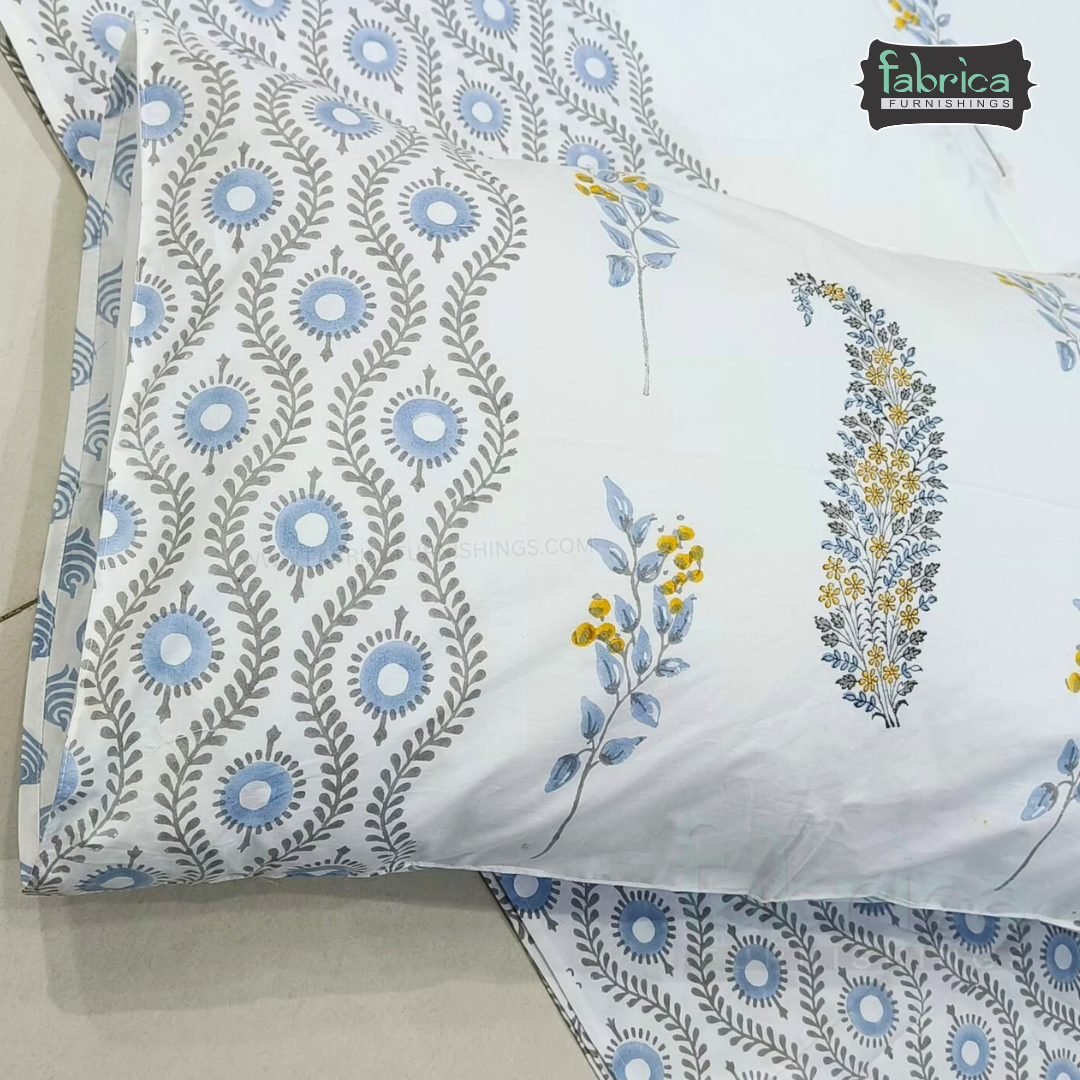 Percale Cotton Hand block Printed Super King-size Bedsheet