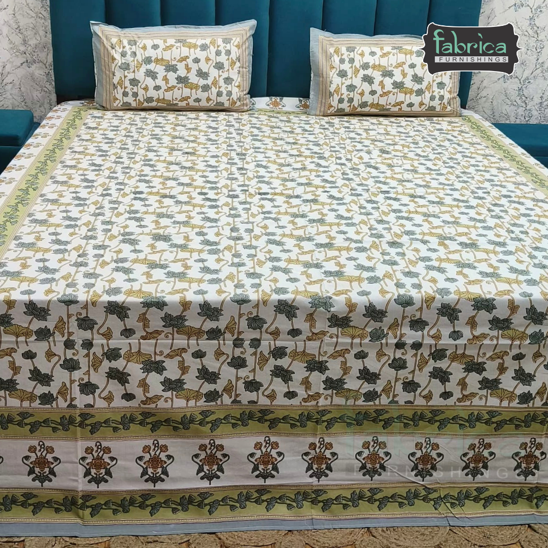 Gulnaar Printed Pure Cotton king size Bedsheet Set