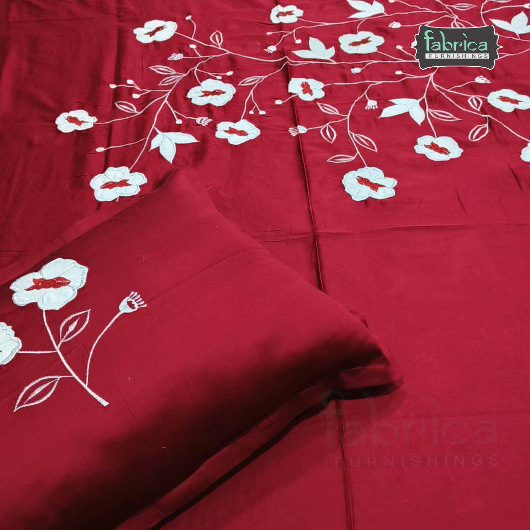 Fabby Home Designer Embroidered King Size Bedsheet Set