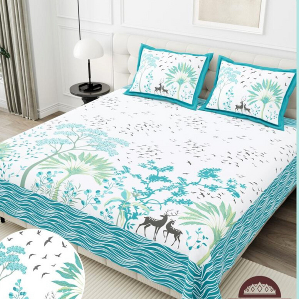 Gulmohar Printed Premium Pure Cotton King size Bed Sheets