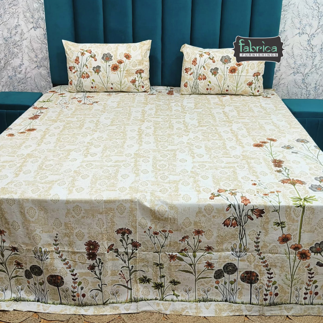 Gulabi nagari printed pure cotton king size bedsheet