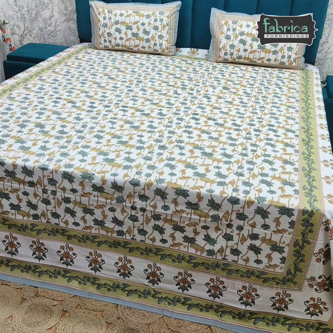 Gulnaar Printed Pure Cotton king size Bedsheet Set