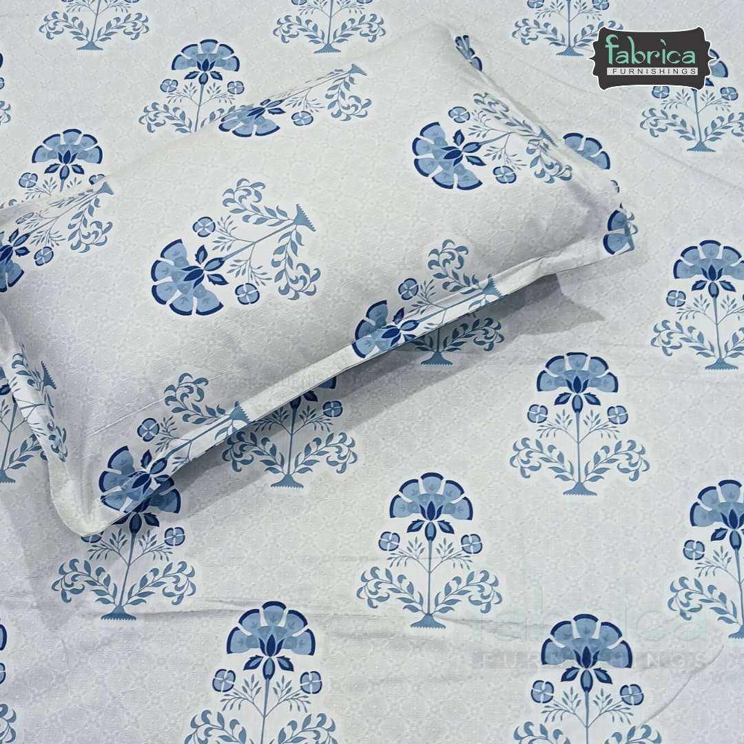 Petal Paradise Queen Size Pure Cotton Printed Bedsheet