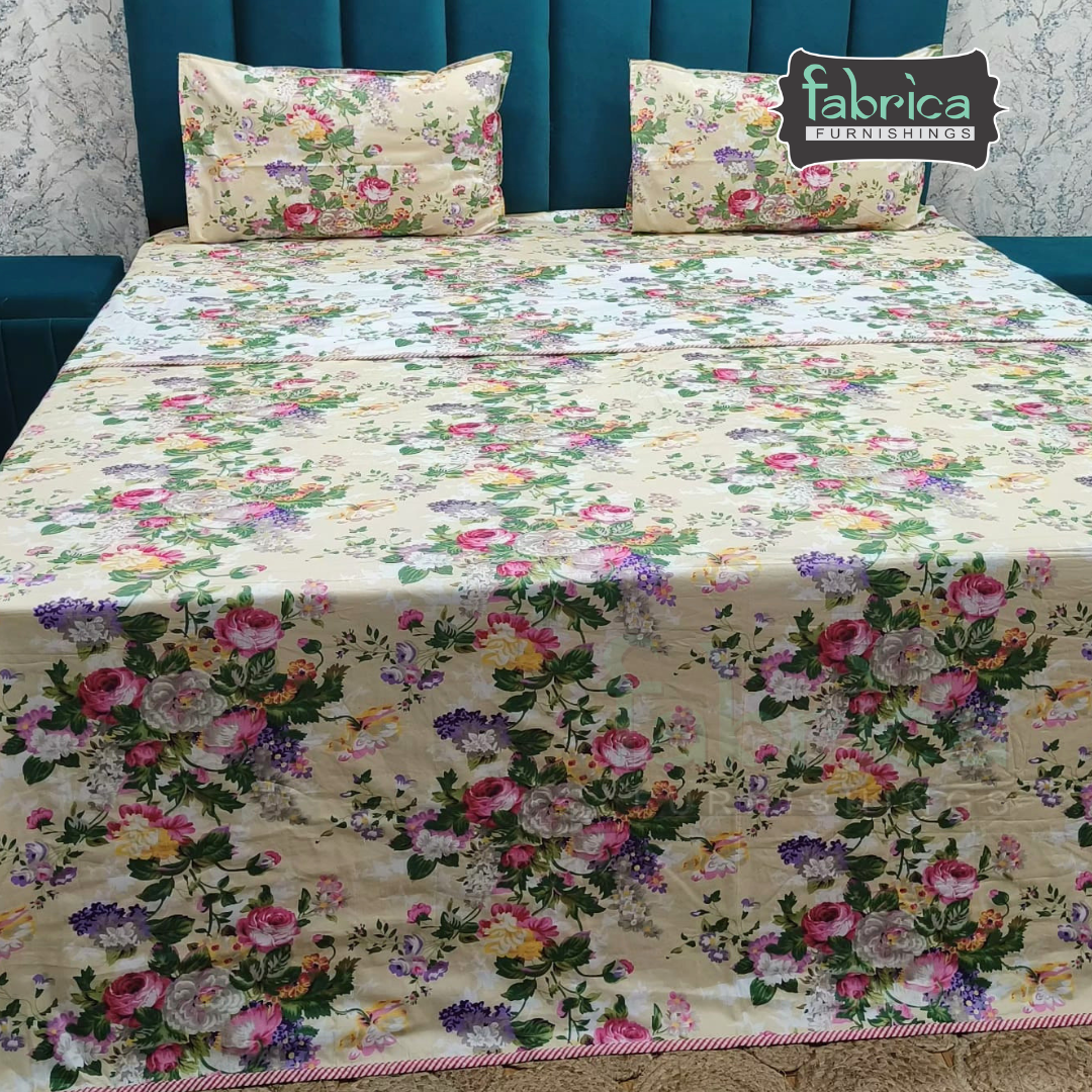 Discharge Printed Pure cotton King Size 4 pcs Bedding Set