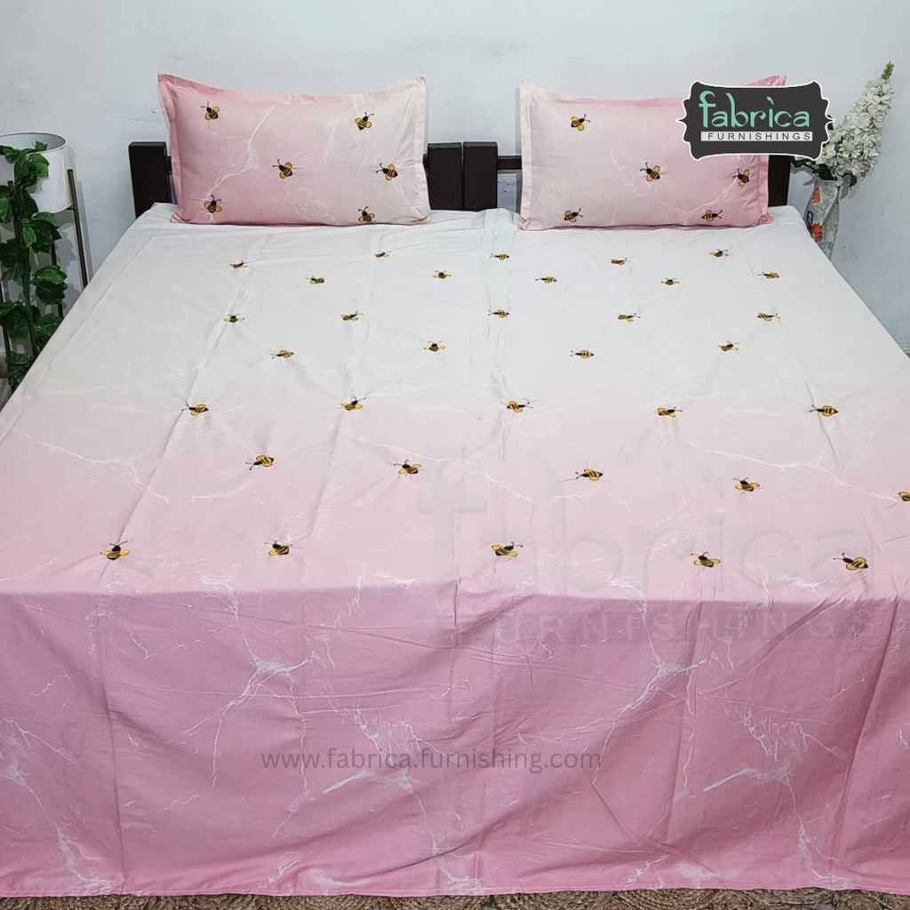 Floral Bloom Embroidered King Size Pure Cotton Bedsheet Set