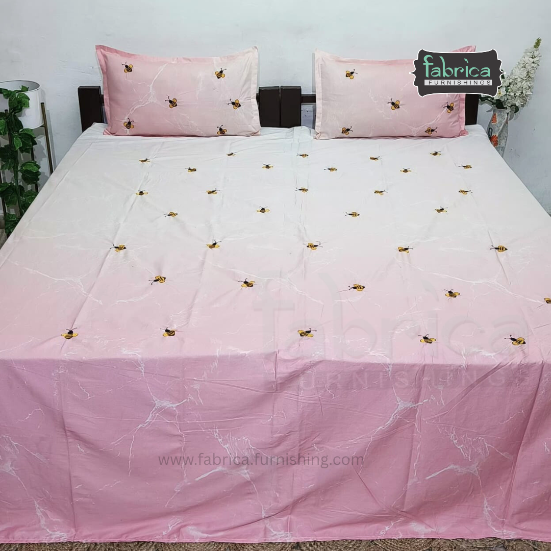 Floral Bloom Embroidered King Size Pure Cotton Bedsheet Set
