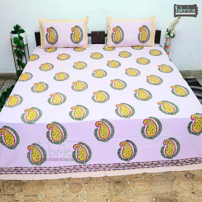 Fab Nazakhat Pure Cotton Handblock Super Kingsize Bedsheet