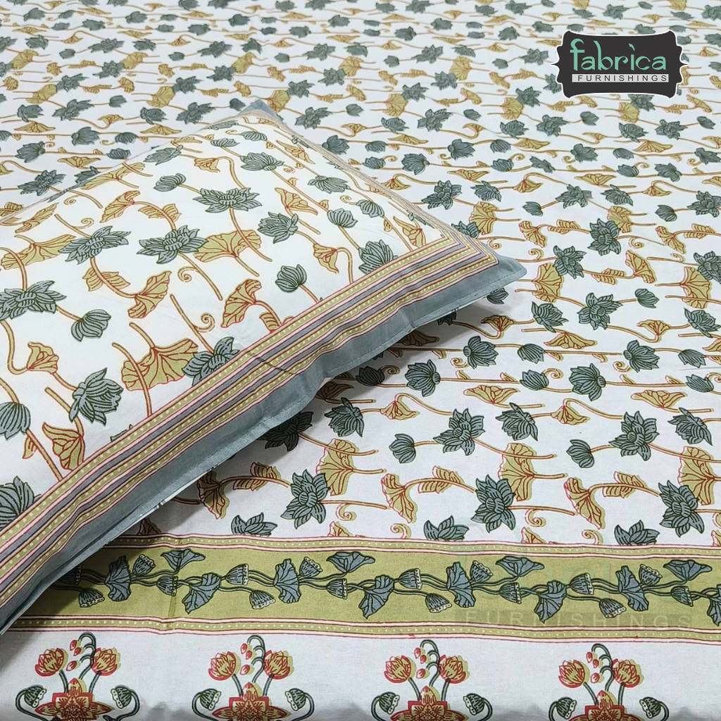 Gulnaar Printed Pure Cotton king size Bedsheet Set
