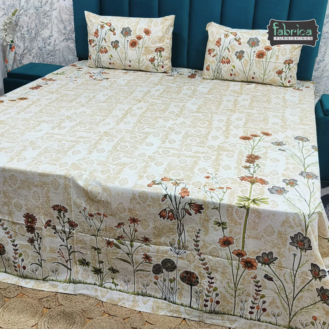 Gulabi nagari printed pure cotton king size bedsheet