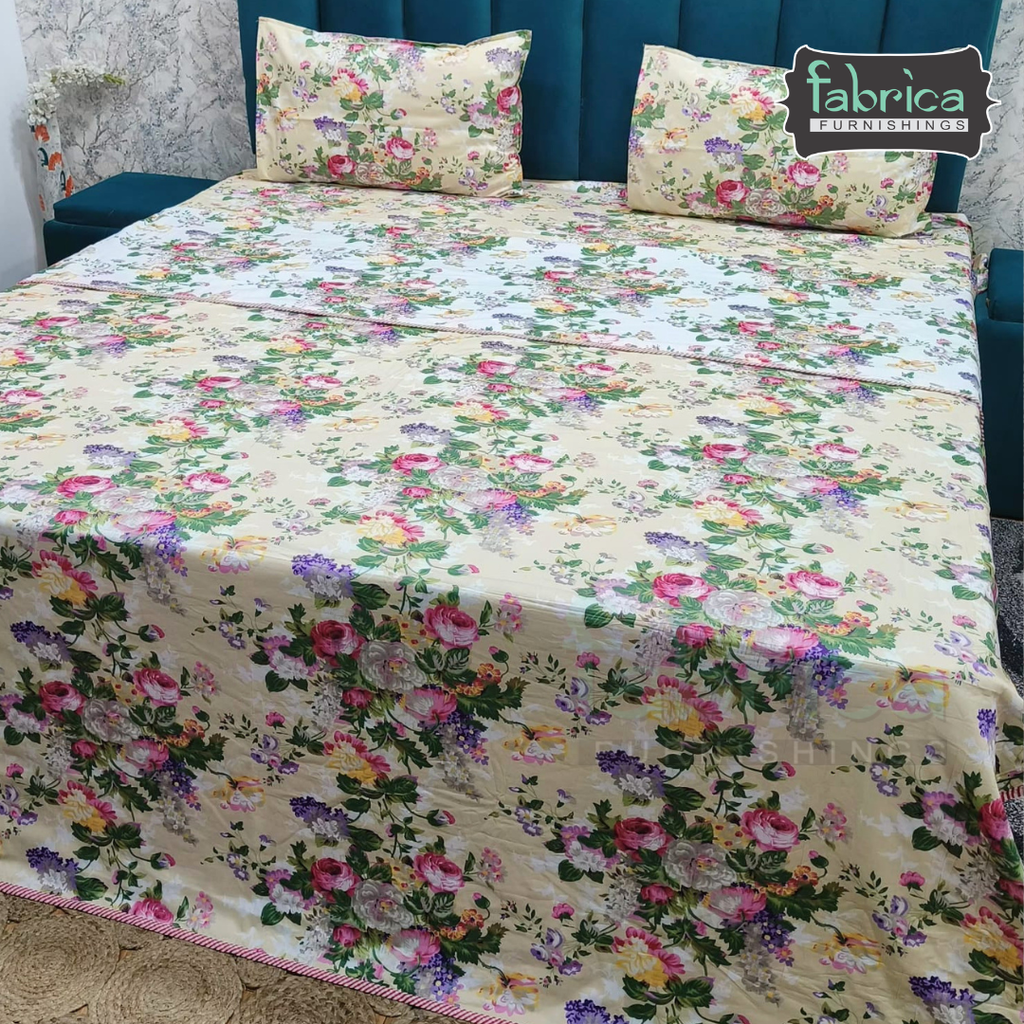 Discharge Printed Pure cotton King Size 4 pcs Bedding Set