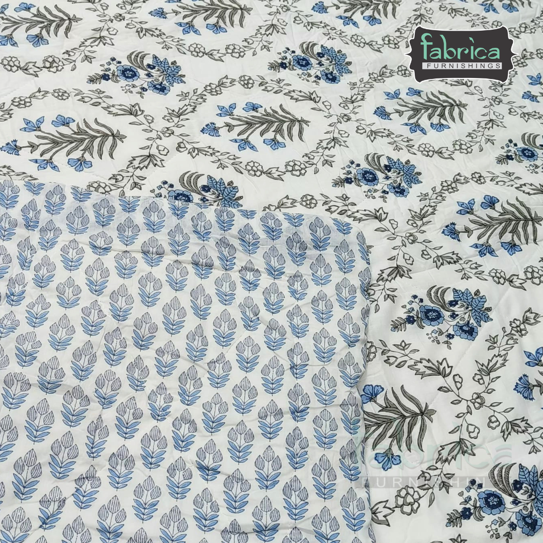 Mughal Nazakat Handblock Printed Single Bed Pure Cotton Ac Quilt