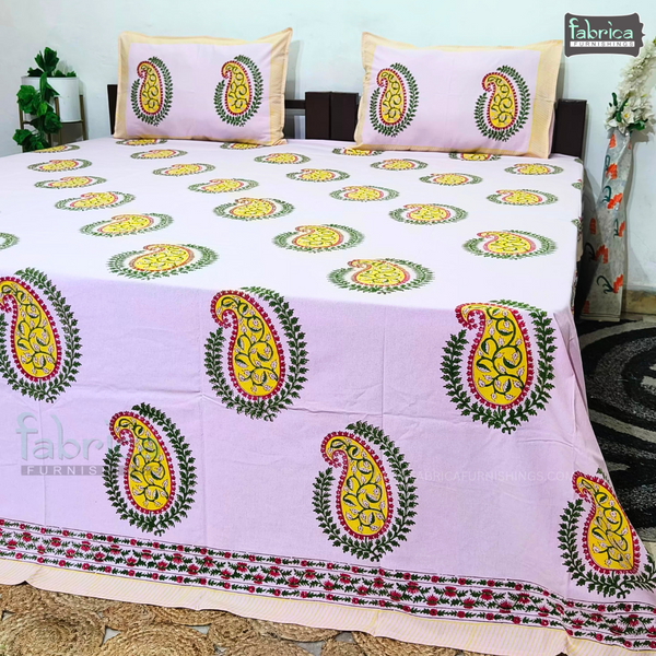 Fab Nazakhat Pure Cotton Handblock Super Kingsize Bedsheet