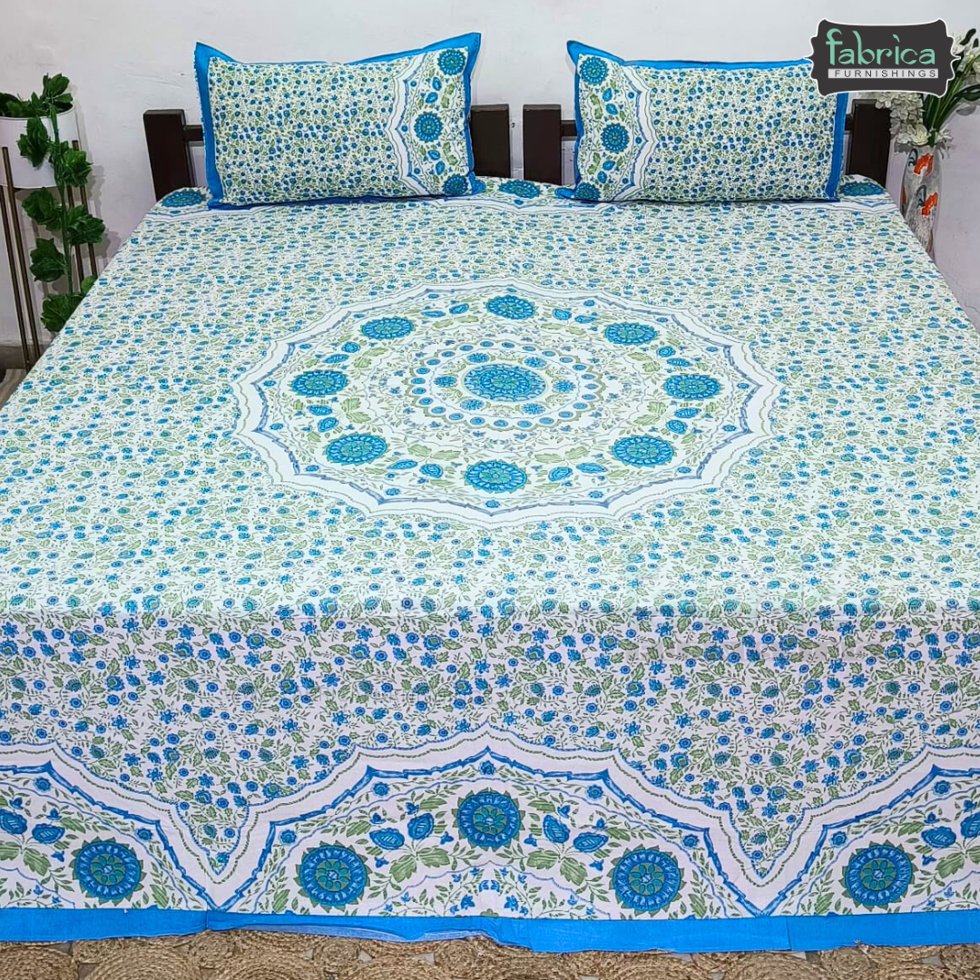 Gulmohar Printed Premium Pure Cotton King size Bed Sheets